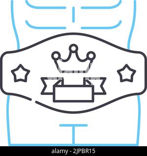 wrestling belts line icon, outline symbol, vector illustration, concept sign Stock Vector