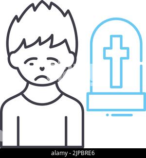grief line icon, outline symbol, vector illustration, concept sign Stock Vector