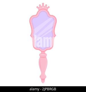 Princess crown mirror frame. Hand drawn doodle mirror with crown for ...