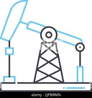 oil pump jack line icon, outline symbol, vector illustration, concept sign Stock Vector