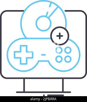 save game line icon, outline symbol, vector illustration, concept sign Stock Vector