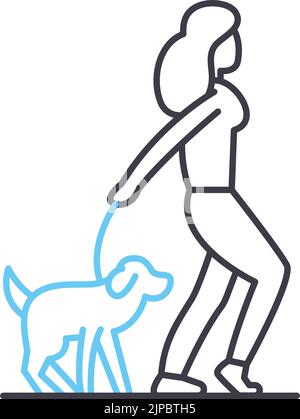 jogging with dog line icon, outline symbol, vector illustration, concept sign Stock Vector