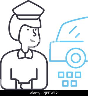 taxi driver line icon, outline symbol, vector illustration, concept sign Stock Vector