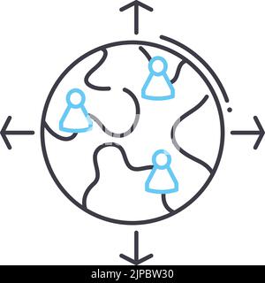 global outsource line icon, outline symbol, vector illustration, concept sign Stock Vector