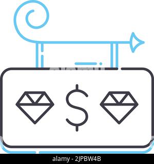 pawn shop sign line icon, outline symbol, vector illustration, concept sign Stock Vector