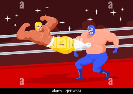 Hand drawn mexican wrestler Vector illustration. Stock Vector