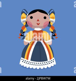 Hand drawn mexican doll Vector illustration. Stock Vector