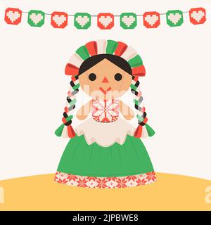 Hand drawn mexican doll Vector illustration. Stock Vector