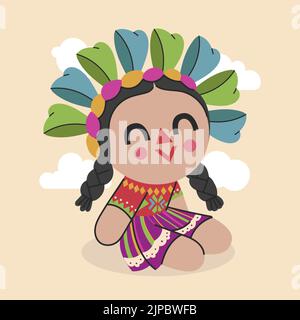 Hand drawn mexican doll Vector illustration. Stock Vector