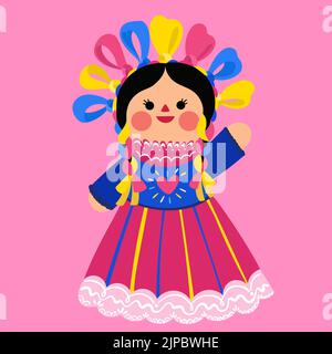 Hand drawn mexican doll Vector illustration. Stock Vector