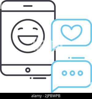 social addict check line icon, outline symbol, vector illustration, concept sign Stock Vector