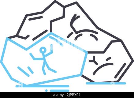 rock line icon, outline symbol, vector illustration, concept sign Stock Vector
