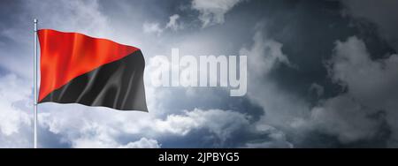 Anarchy flag on a cloudy sky, three dimensional render Stock Photo