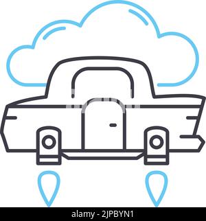 hover car line icon, outline symbol, vector illustration, concept sign Stock Vector