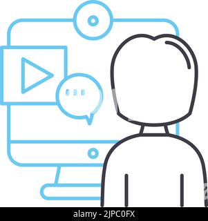 videoblog line icon, outline symbol, vector illustration, concept sign Stock Vector