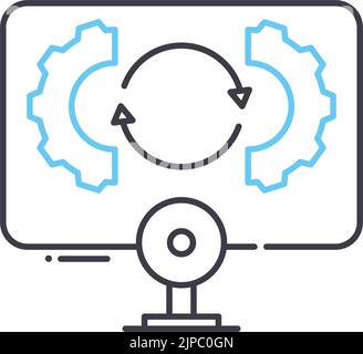 working software line icon, outline symbol, vector illustration, concept sign Stock Vector