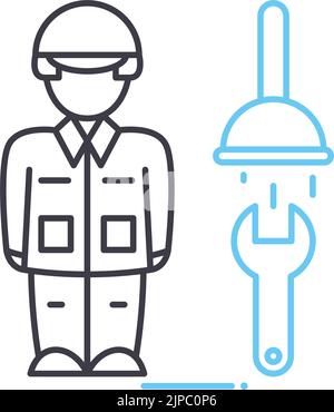 plumber business line icon, outline symbol, vector illustration, concept sign Stock Vector