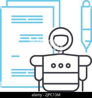 robot design line icon, outline symbol, vector illustration, concept sign Stock Vector