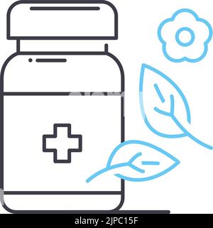herbal medicine line icon, outline symbol, vector illustration, concept sign Stock Vector