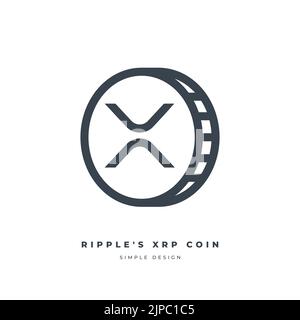 Ripple's XRP Coin cryptocurrency line icon isolated on white background. Digital currency. Stock Vector