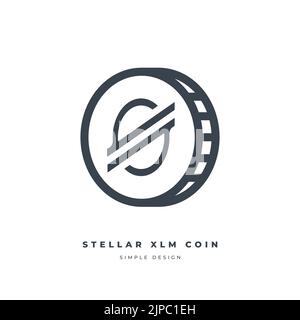 Stellar (XLM) cryptocurrency line icon isolated on white background. Digital currency. Stock Vector