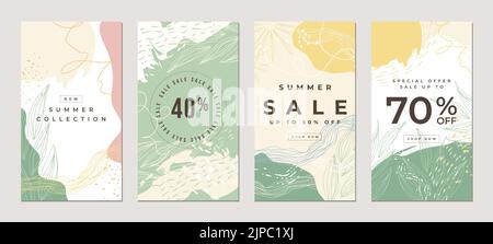 Sale flat stories template, for blog and sales, web online shopping banner concept. Stock Vector