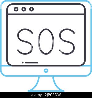 sos line icon, outline symbol, vector illustration, concept sign Stock Vector