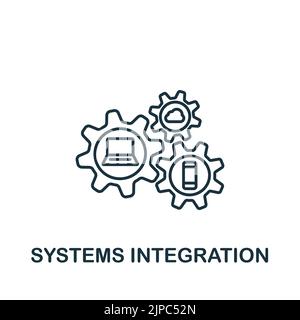 Systems Integration icon. Line simple Industry 4.0 icon for templates, web design and infographics Stock Vector