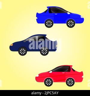 Sport car fast speed vehicle transport rally sedan automotive performance graphic design vector illustration icon element red blue color Stock Vector