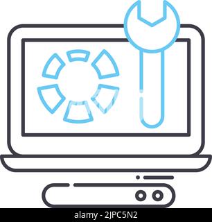 laptops repairing line icon, outline symbol, vector illustration, concept sign Stock Vector