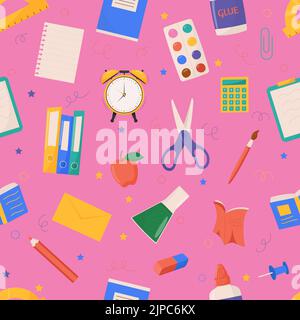 School and education related objects seamless pattern. Vector illustration Stock Vector