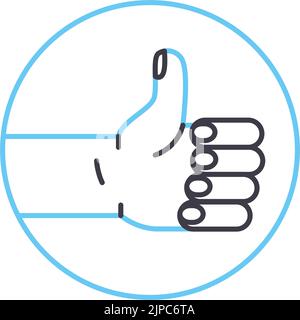 thumb up hand line icon, outline symbol, vector illustration, concept sign Stock Vector