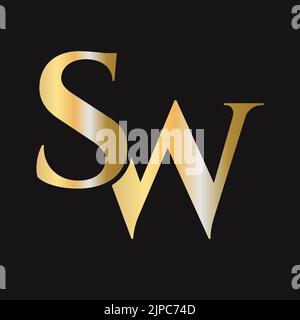 Initial letter SW, WS logo design vector template. Monogram SW logotype luxury symbol Stock Vector