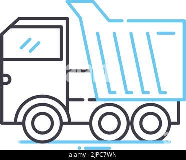 heavy truck line icon, outline symbol, vector illustration, concept sign Stock Vector