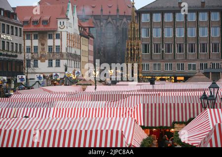 A beautiful view of the Christmas market in the old town Stock Photo