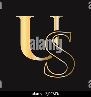 Initial letter SU, US logo design vector template. Monogram SU logotype luxury symbol Stock Vector