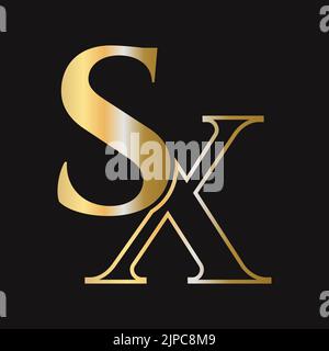 Initial letter SX, XS logo design vector template. Monogram SX logotype luxury symbol Stock Vector