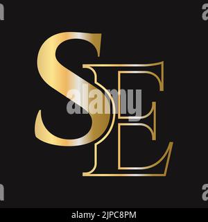 Initial letter SE, ES logo design vector template. Monogram SE logotype luxury symbol Stock Vector