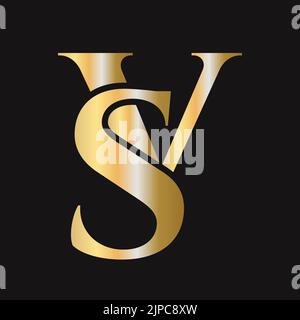 Initial letter SV, VS logo design vector template. Monogram SV logotype luxury symbol Stock Vector