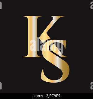 Initial letter KS, SK logo design vector template. Monogram KS logotype luxury symbol Stock Vector