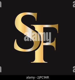 Initial letter SF, FS logo design vector template. Monogram SF logotype luxury symbol Stock Vector
