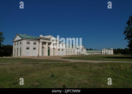 Castle Kacina is one of the most important buildings of Empire architecture in Bohemia near Kutna Hora, Czech Republic, Europe.Zámek Kačina, aerial Stock Photo