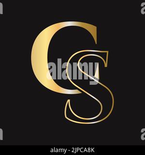 Initial letter SC, CS logo design vector template. Monogram SC logotype luxury symbol Stock Vector