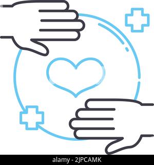 volunteers support care line icon, outline symbol, vector illustration, concept sign Stock Vector