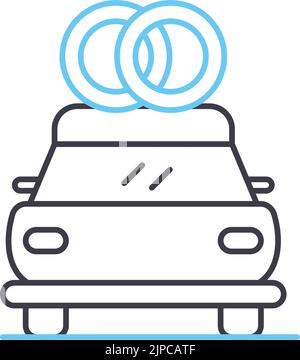 wedding car line icon, outline symbol, vector illustration, concept sign Stock Vector