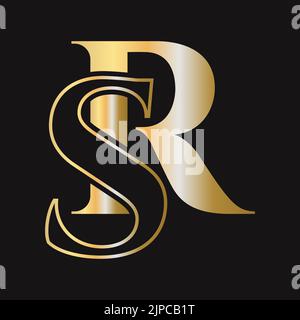 Initial letter SR, RS logo design vector template. Monogram SR logotype luxury symbol Stock Vector
