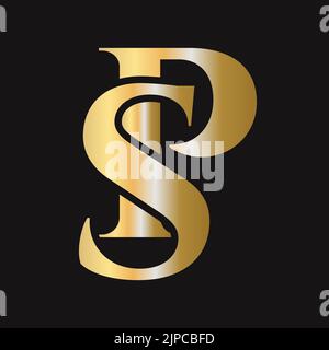 Initial letter SP, PS logo design vector template. Monogram SP logotype luxury symbol Stock Vector