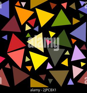 Abstract seamless background of colorful triangles on a black background Stock Photo