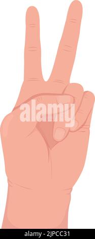 Victory symbol semi flat color vector hand gesture Stock Vector
