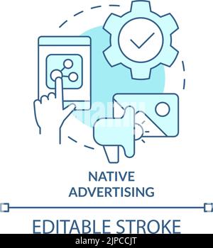 Native advertising turquoise concept icon Stock Vector